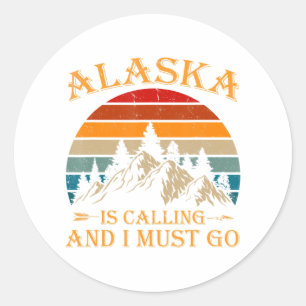 Alaska ruft Retro Vintage Berge Natur Runder Aufkleber