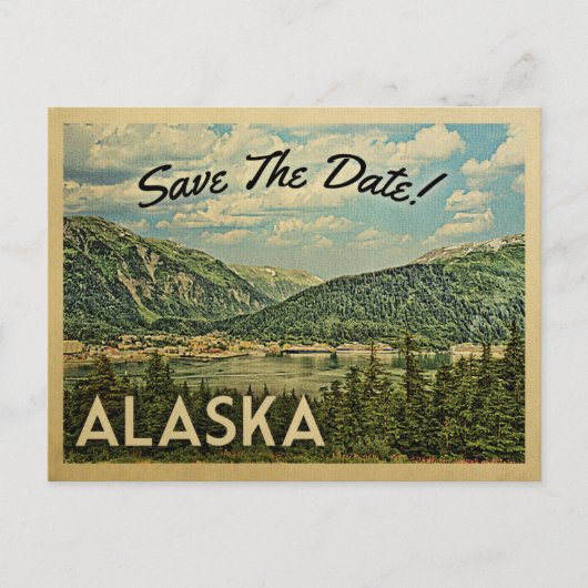Alaska Save the Date Vintage Postkarten (Vorderseite)