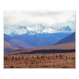 Alaska, schneebedeckte Berge, Vorgebirge, Denali Fotodruck