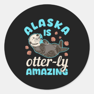 Alaska Sea Otter Vacation Souvenir Runder Aufkleber