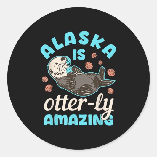 Alaska Sea Otter Vacation Souvenir Runder Aufkleber (Vorderseite)