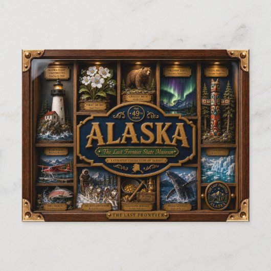 Alaska Shadow Box 3D Figurine Staat Postkarte (Vorderseite)