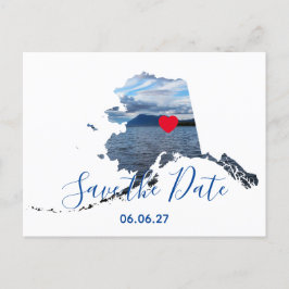 Alaska Shape Foto Rotes Herz Save the Date Ankündigungspostkarte