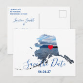 Alaska Shape Foto Rotes Herz Save the Date Ankündigungspostkarte (Vorne/Hinten)