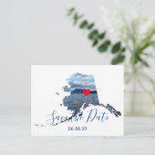 Alaska Shape Foto Rotes Herz Save the Date Ankündigungspostkarte (Stehend Vorderseite)