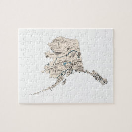 Alaska Shaped Alaskan Vintage Picture Map Puzzle