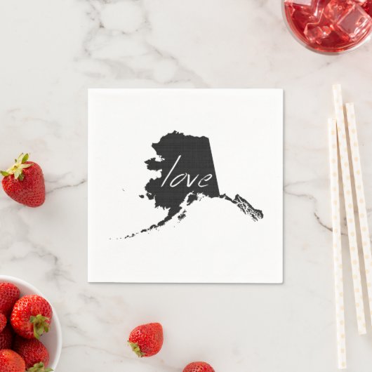 Alaska Shaped Black Chalkboard Alaskan Liebe Serviette (Beispiel)