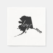Alaska Shaped Black Chalkboard Alaskan Liebe Serviette (Vorderseite)