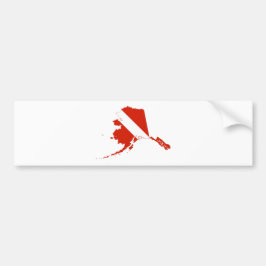 Alaska Shaped Scuba Diver Red White Dive Flag Autoaufkleber