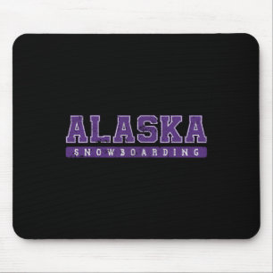 Alaska Snowboarden Lila Vintager Text Mousepad