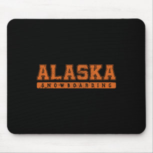 Alaska Snowboarding Orange Vintager Text Mousepad