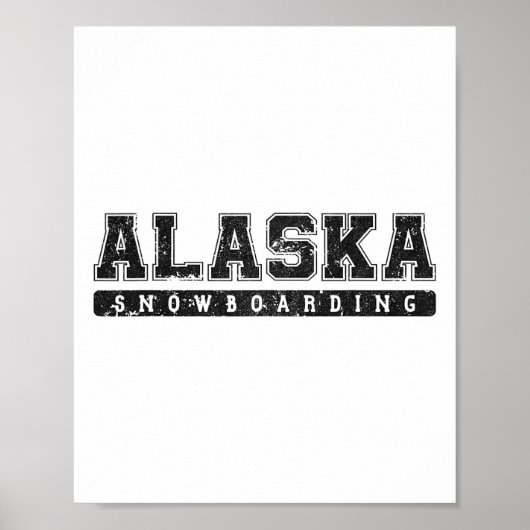 Alaska Snowboarding Schwarzer Vintager Text Poster (Vorne)