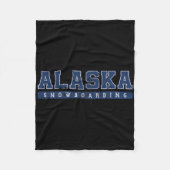 Alaska Snowboarding Vintager Blauer Text Fleecedecke (Vorderseite)