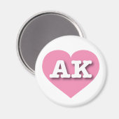 Alaska Solid Pink Heart - I Liebe AK Magnet (Vorderseite/Rückseite)