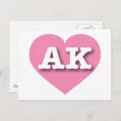 Alaska Solid Pink Heart - I Liebe AK Postkarte (Vorne/Hinten)