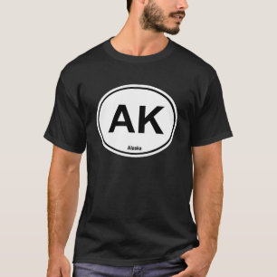 Alaska Staat Abkürzung AK Oval Autoaufkleber T-Shirt