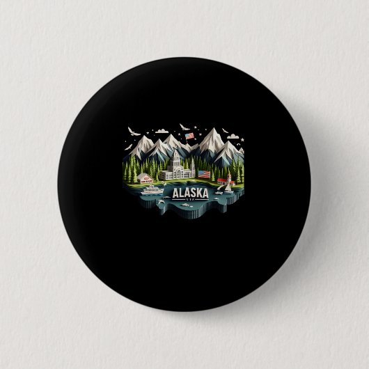Alaska-Staat auf dem US-Aufkleber Button (Vorderseite)