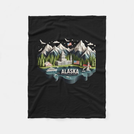Alaska-Staat auf dem US-Aufkleber Fleecedecke (Vorderseite)