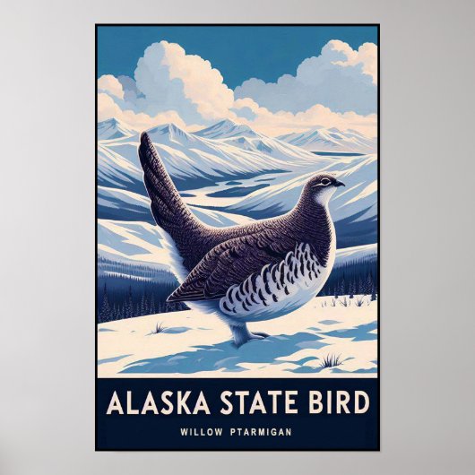 Alaska Staat Bird - Willow Ptarmigan Vintag Poster (Vorne)