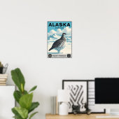 Alaska Staat Bird - Willow Ptarmigan Vintag Poster (Heimbüro)