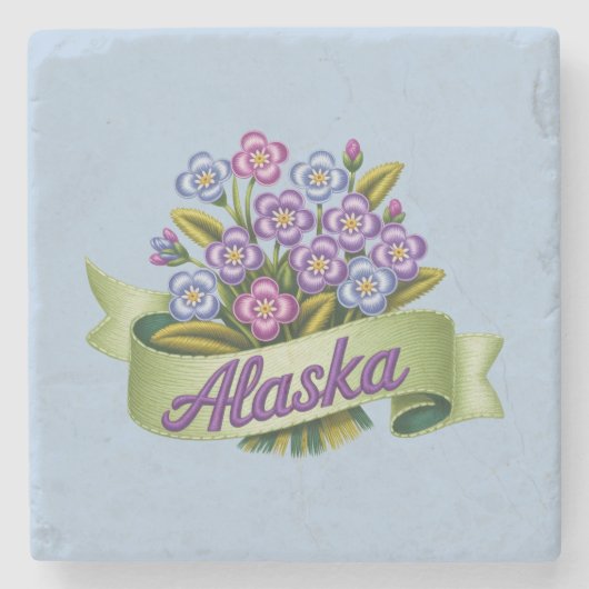 Alaska Staat Blume Emblem Steinuntersetzer (Vorderseite)