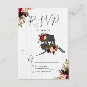 Alaska Staat Destination Rustic Wedding RSVP Karte