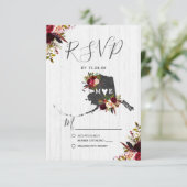 Alaska Staat Destination Rustic Wedding RSVP Karte (Stehend Vorderseite)