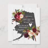 Alaska Staat Floral werden Sie meine Brautjungfrau Einladung (Rückseite)