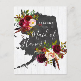 Alaska Staat Floral werden Sie meine Trauzeugin se Einladung