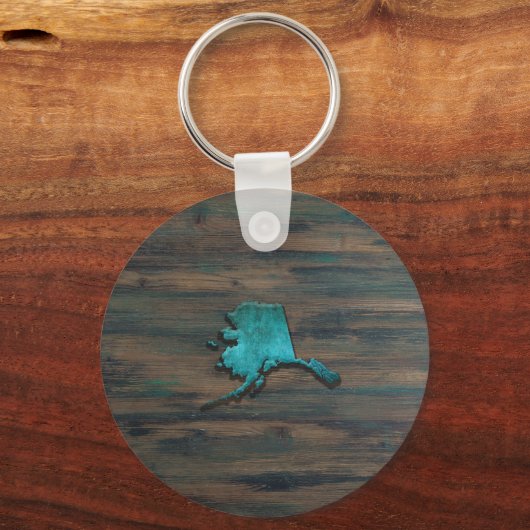 Alaska Staat Form Aquamarin Schlüsselanhänger (Vorderseite)