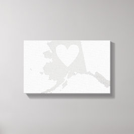 Alaska-Staat-Form mit Herz Leinwanddruck