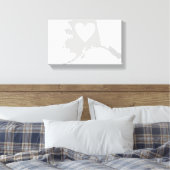 Alaska-Staat-Form mit Herz Leinwanddruck (Insitu (Schlafzimmer))