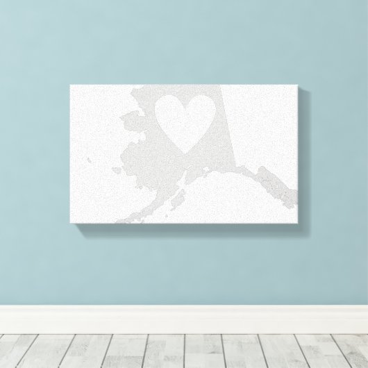 Alaska-Staat-Form mit Herz Leinwanddruck (Insitu (Holzboden))