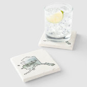 Alaska Staat Illustration Steinuntersetzer (Seitenansicht)