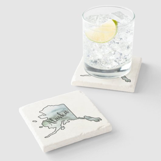 Alaska Staat Illustration Steinuntersetzer (Seitenansicht)