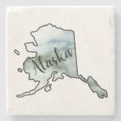 Alaska Staat Illustration Steinuntersetzer (Vorderseite)
