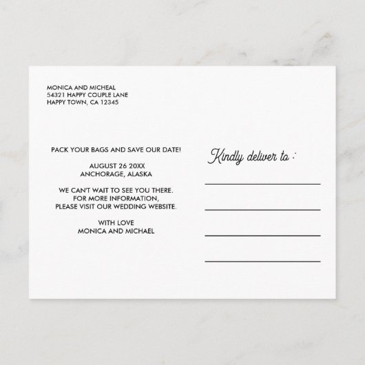 Alaska Staat Karte Hochzeit in Urlaubsort - JEDE F (Rückseite)