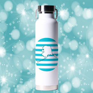 Alaska Staat Kontur Blue Retro Circle Trinkflasche