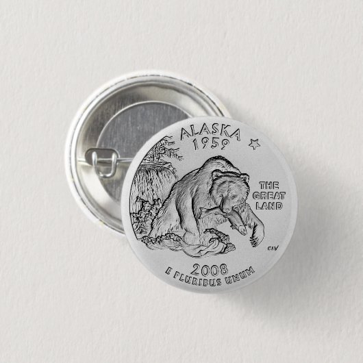 Alaska Staat Quarter Button (Vorne & Hinten)