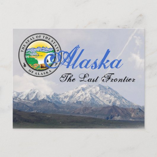 Alaska Staat Siegel Mount McKinley Post Card Postkarte (Vorderseite)