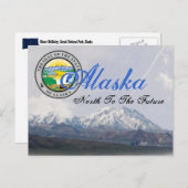 Alaska Staat Siegel Mount McKinley Post Card Postkarte (Vorne/Hinten)