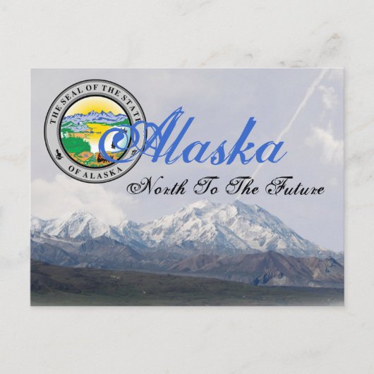 Alaska Staat Siegel Mount McKinley Post Card Postkarte (Vorderseite)