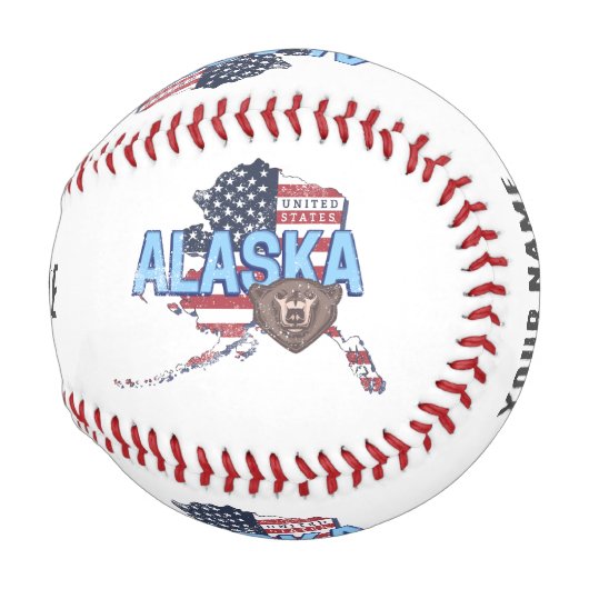 Alaska Staat United Staaten Map Vintag USA Baseball (Vorne Rechts)