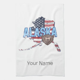 Alaska Staat United Staaten Map Vintag USA Geschirrtuch