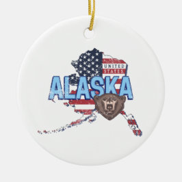 Alaska Staat United Staaten Map Vintag USA Keramik Ornament