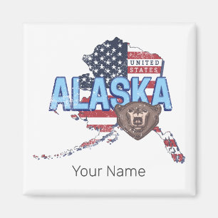 Alaska Staat United Staaten Map Vintag USA Magnet