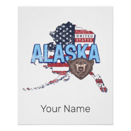 Alaska Staat United Staaten Map Vintag USA Poster