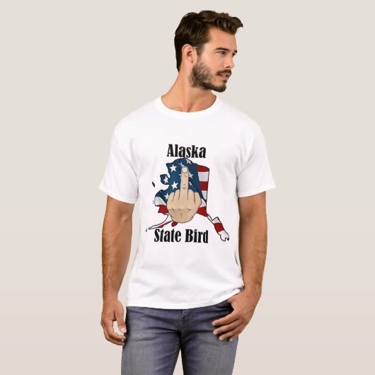 Alaska Staat Vogel T - Shirt Mittelfinger (Vorne ganz)