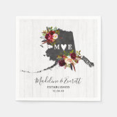 Alaska Staat Zielort Rustikale Hochzeitmonogramm Serviette (Vorderseite)