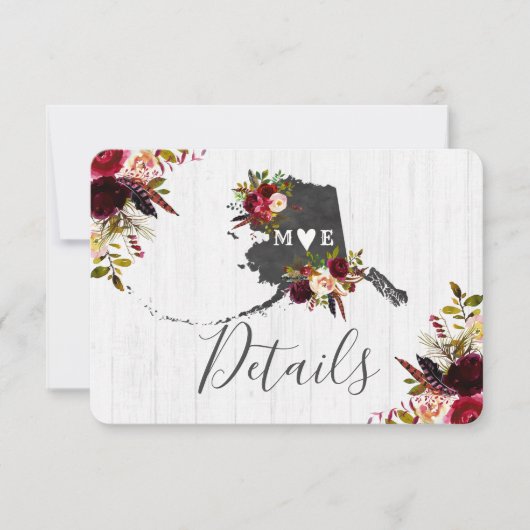 Alaska Staat Zielort Rustikale Hochzeitsstimmung D Einladung (Vorderseite)